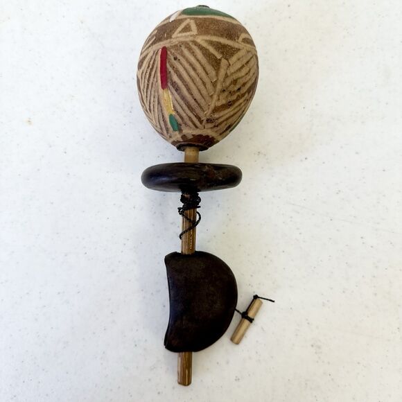 Calabash Shaker & Yo Yo. Wood Toy Decor pull string spinning noise maker - Picture 5 of 6